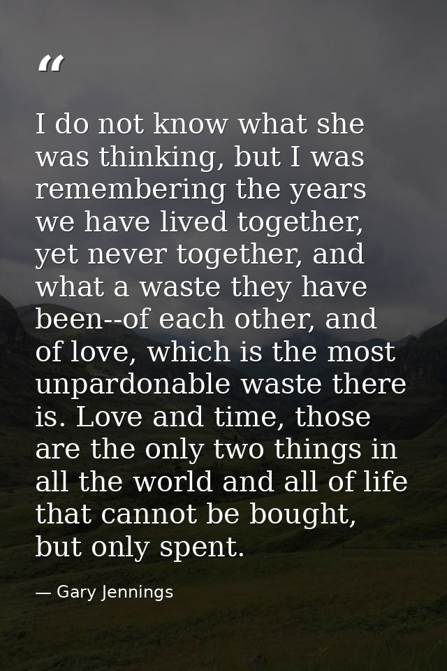 I do not know what she was thinking, but I was remembering the years we have lived together, yet never together, and wha — Gary Jennings