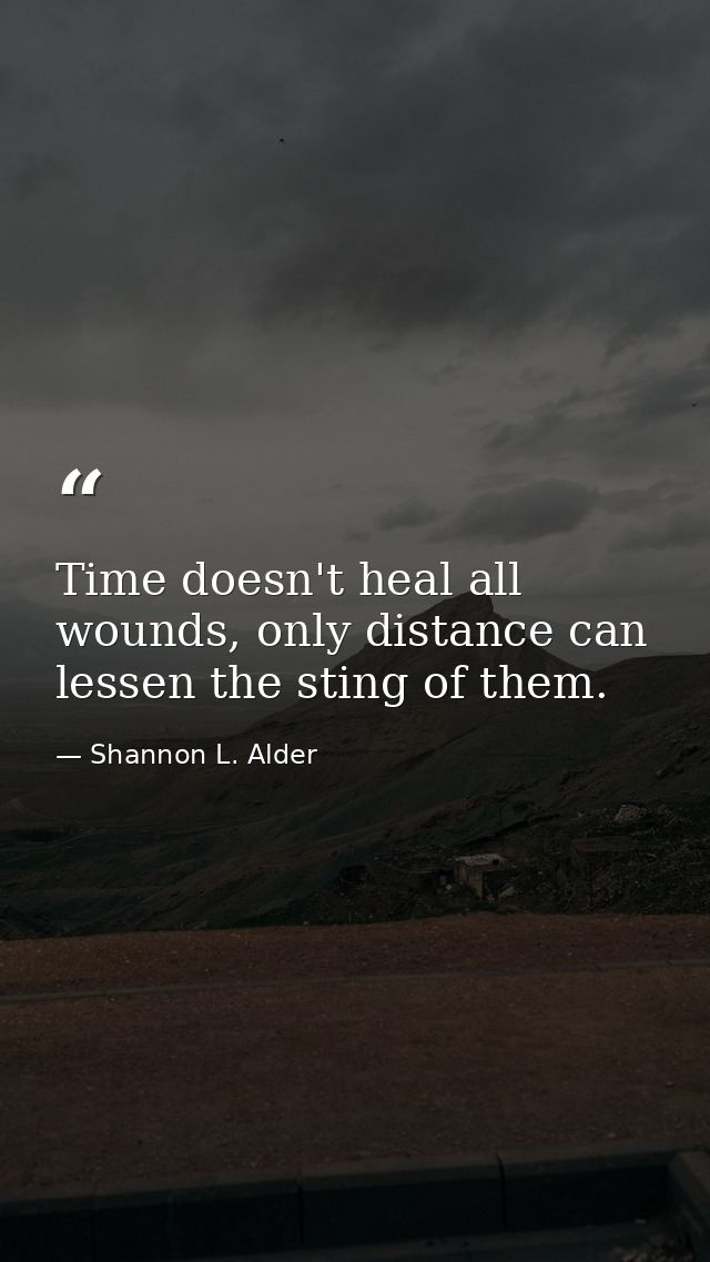 Time doesn't heal all wounds, only distance can lessen the sting of them. — Shannon L. Alder