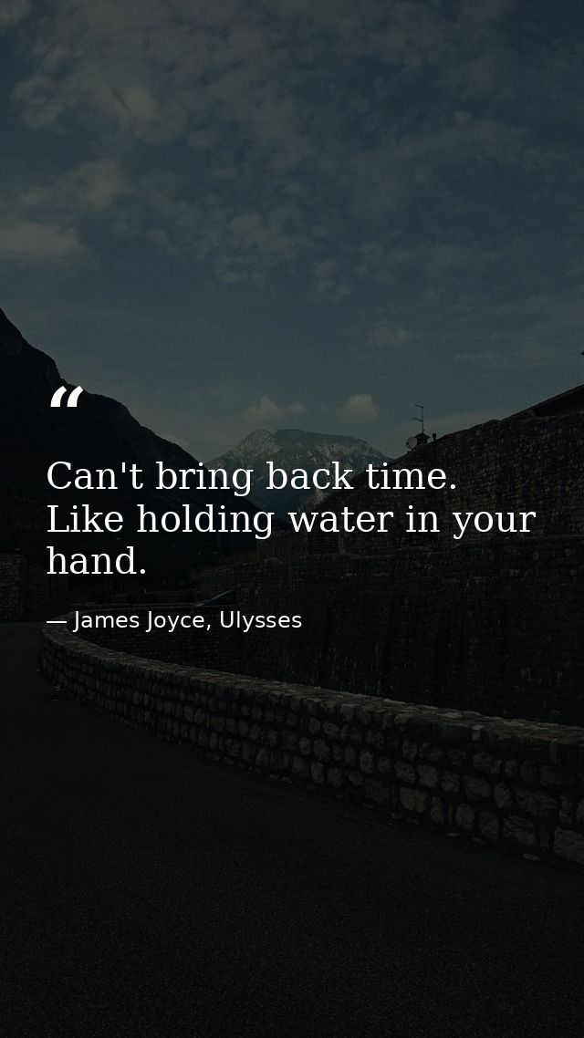 Can't bring back time. Like holding water in your hand. — James Joyce, Ulysses