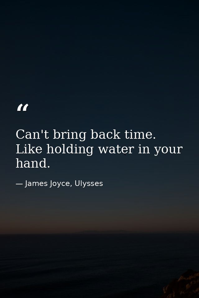 Can't bring back time. Like holding water in your hand. — James Joyce, Ulysses