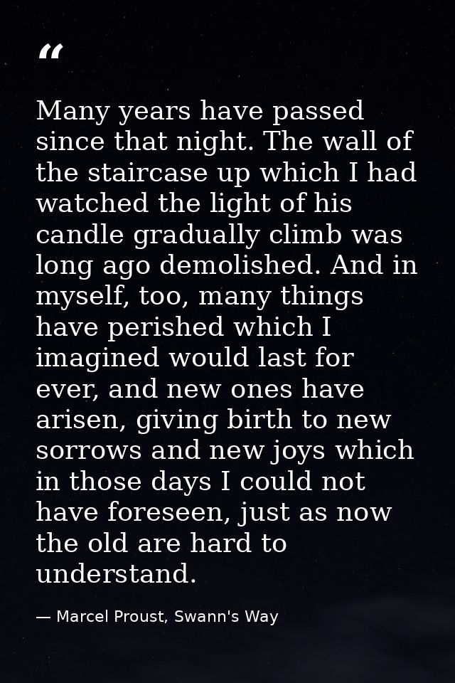 Many years have passed since that night. The wall of the staircase up which I had watched the light of his candle gradua — Marcel Proust, Swann's Way