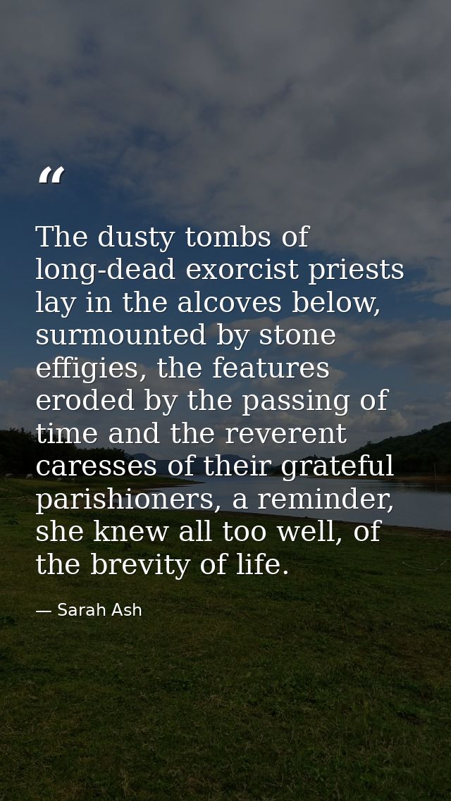 The dusty tombs of long-dead exorcist priests lay in the alcoves below, surmounted by stone effigies, the features erode — Sarah Ash