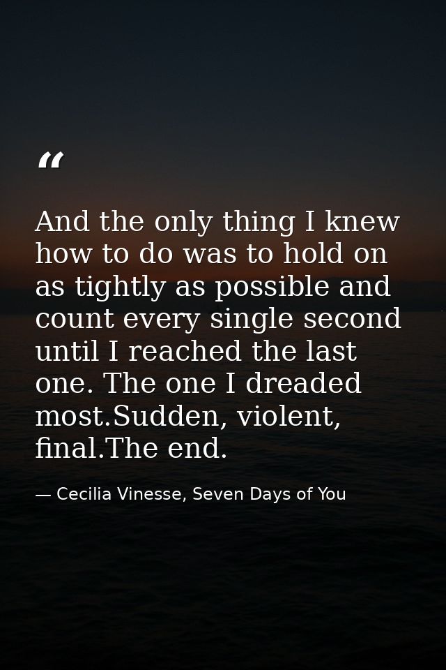 And the only thing I knew how to do was to hold on as tightly as possible and count every single second until I reached  — Cecilia Vinesse, Seven Days of You