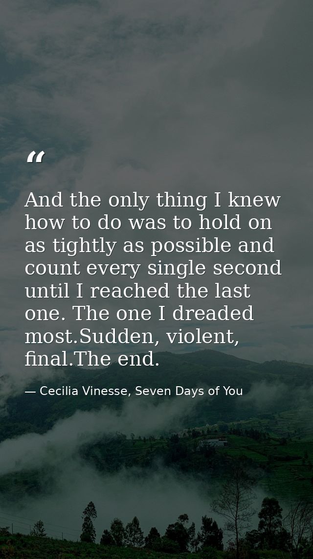 And the only thing I knew how to do was to hold on as tightly as possible and count every single second until I reached  — Cecilia Vinesse, Seven Days of You
