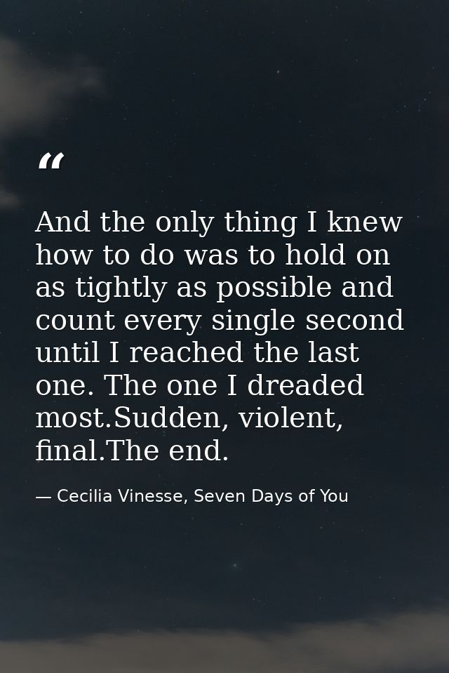And the only thing I knew how to do was to hold on as tightly as possible and count every single second until I reached  — Cecilia Vinesse, Seven Days of You