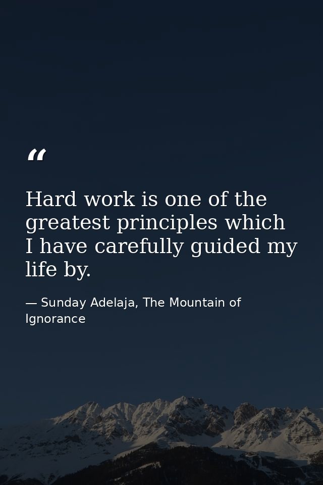 Hard work is one of the greatest principles which I have carefully guided my life by. — Sunday Adelaja, The Mountain of Ignorance