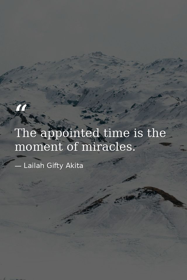 The appointed time is the moment of miracles. — Lailah Gifty Akita