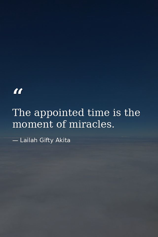 The appointed time is the moment of miracles. — Lailah Gifty Akita