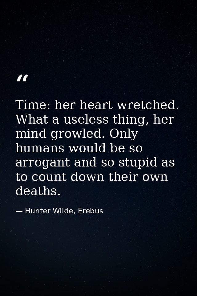 Time: her heart wretched. What a useless thing, her mind growled. Only humans would be so arrogant and so stupid as to c — Hunter Wilde, Erebus