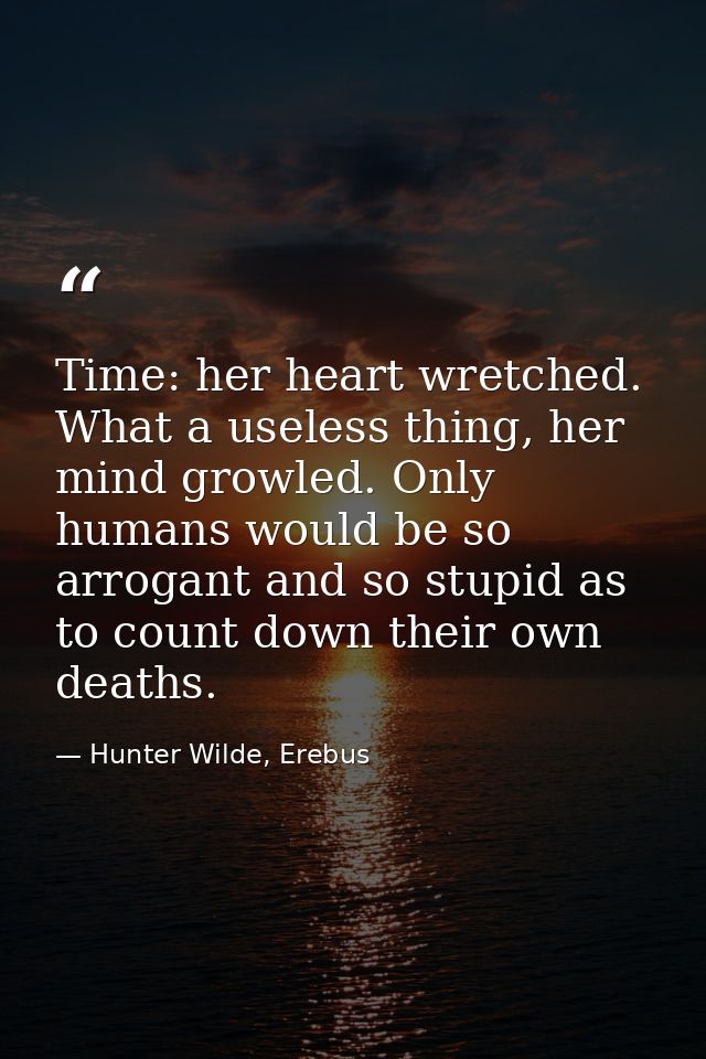 Time: her heart wretched. What a useless thing, her mind growled. Only humans would be so arrogant and so stupid as to c — Hunter Wilde, Erebus