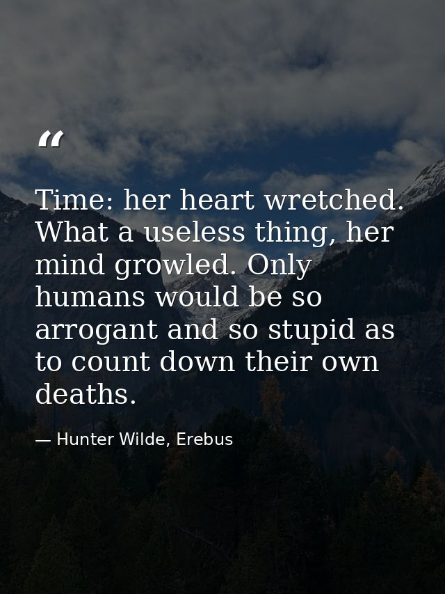 Time: her heart wretched. What a useless thing, her mind growled. Only humans would be so arrogant and so stupid as to c — Hunter Wilde, Erebus