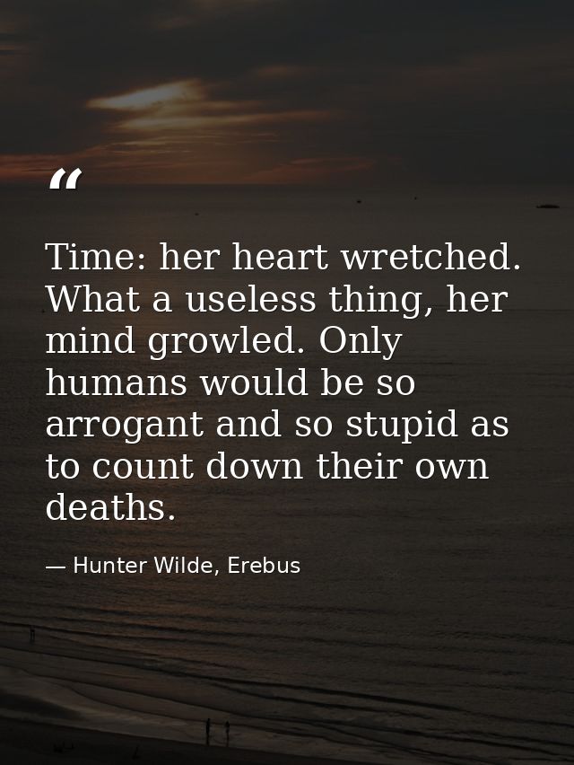 Time: her heart wretched. What a useless thing, her mind growled. Only humans would be so arrogant and so stupid as to c — Hunter Wilde, Erebus