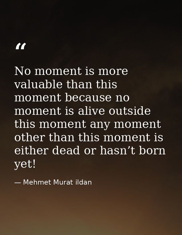 No moment is more valuable than this moment because no moment is alive outside this moment any moment other than this mo — Mehmet Murat ildan