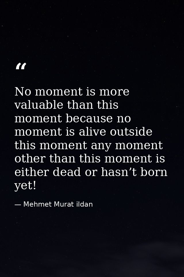 No moment is more valuable than this moment because no moment is alive outside this moment any moment other than this mo — Mehmet Murat ildan