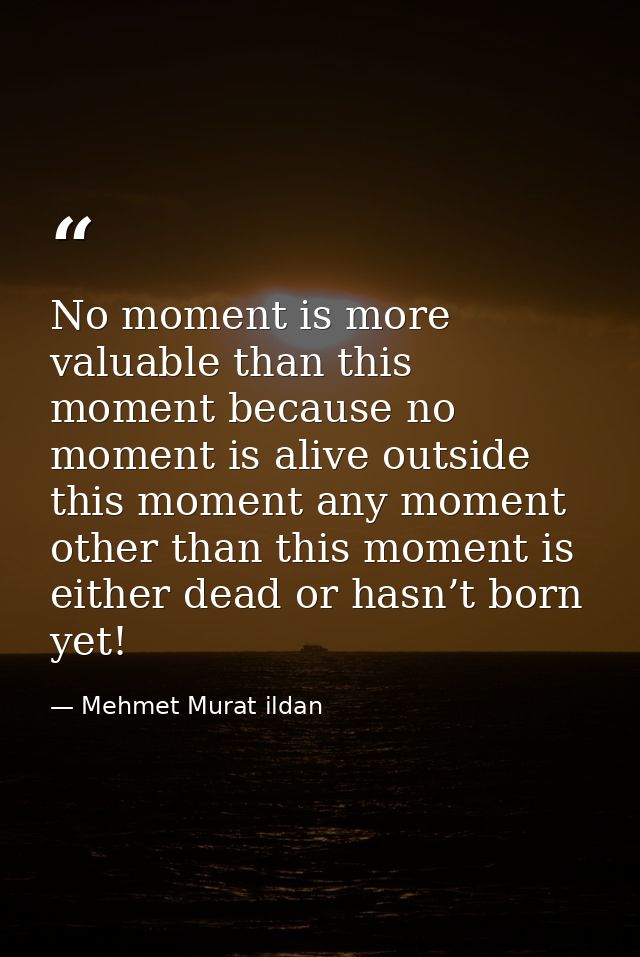 No moment is more valuable than this moment because no moment is alive outside this moment any moment other than this mo — Mehmet Murat ildan