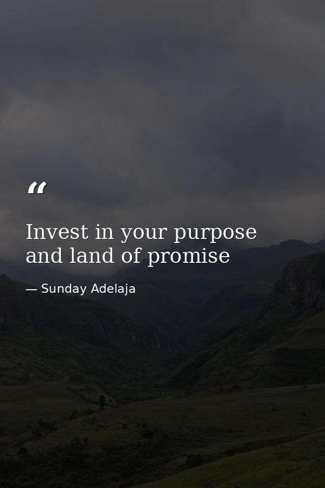 Invest in your purpose and land of promise — Sunday Adelaja