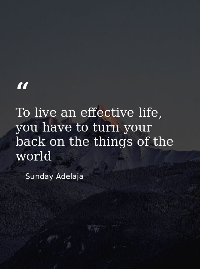 To live an effective life, you have to turn your back on the things of the world — Sunday Adelaja