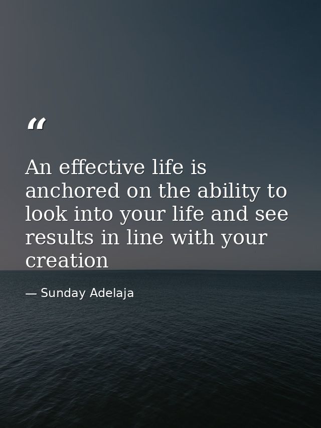 An effective life is anchored on the ability to look into your life and see results in line with your creation — Sunday Adelaja