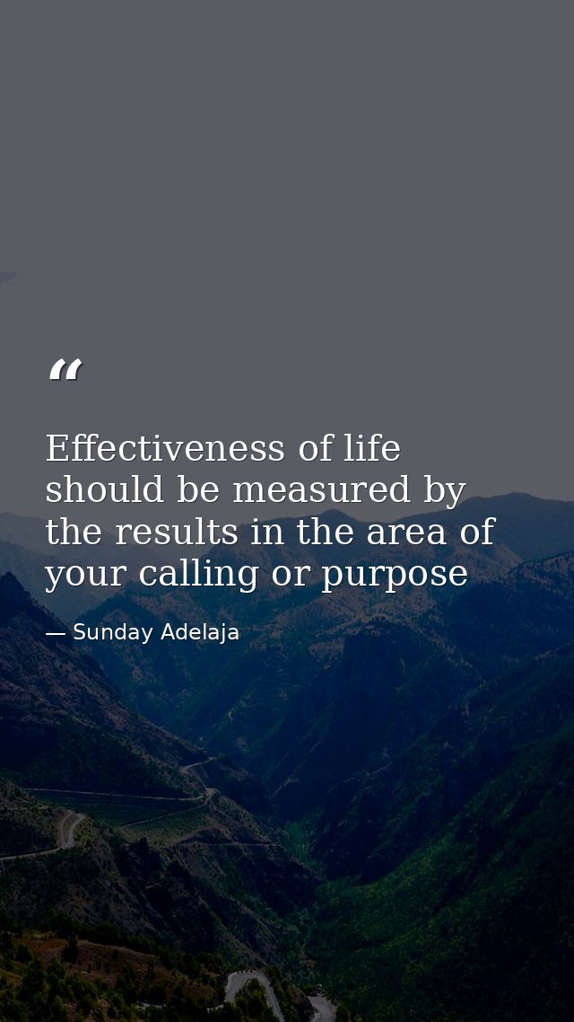 Effectiveness of life should be measured by the results in the area of your calling or purpose — Sunday Adelaja