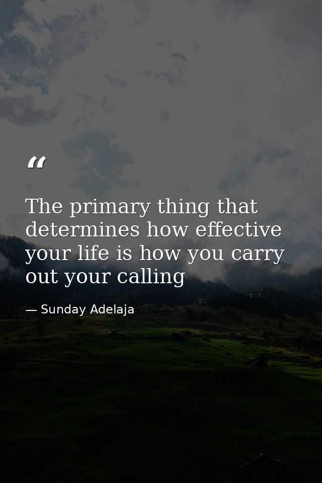 The primary thing that determines how effective your life is how you carry out your calling — Sunday Adelaja