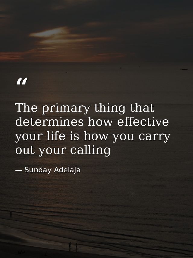 The primary thing that determines how effective your life is how you carry out your calling — Sunday Adelaja