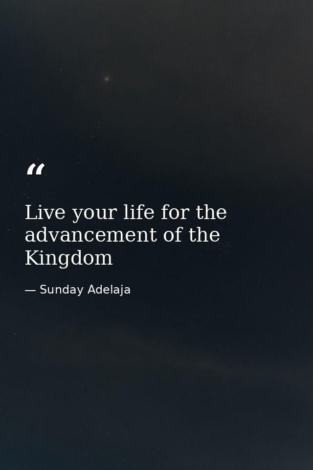Live your life for the advancement of the Kingdom — Sunday Adelaja