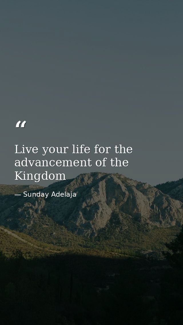 Live your life for the advancement of the Kingdom — Sunday Adelaja