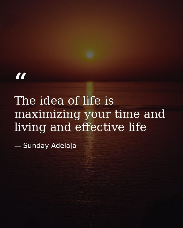 The idea of life is maximizing your time and living and effective life — Sunday Adelaja