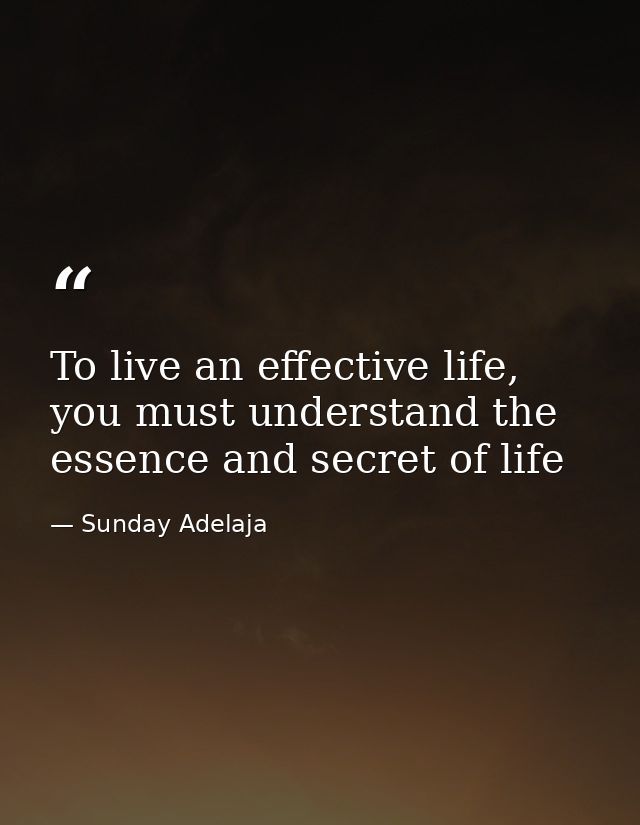 To live an effective life, you must understand the essence and secret of life — Sunday Adelaja