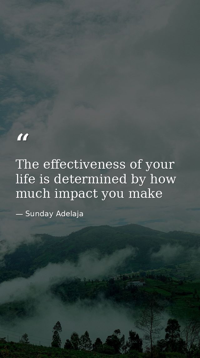 The effectiveness of your life is determined by how much impact you make — Sunday Adelaja