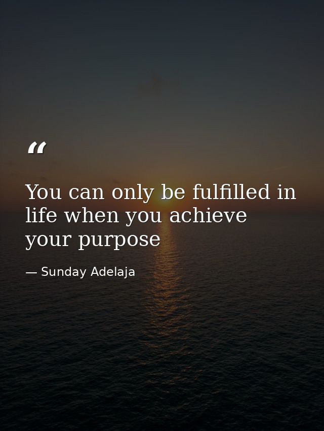 You can only be fulfilled in life when you achieve your purpose — Sunday Adelaja