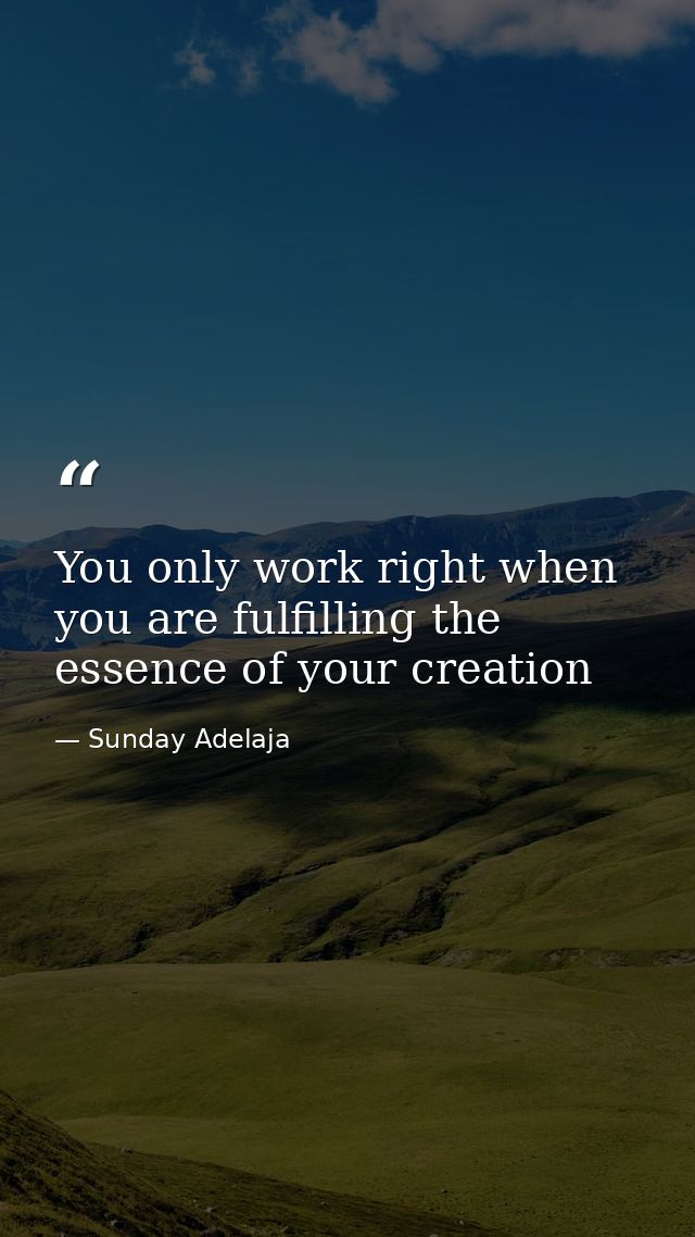 You only work right when you are fulfilling the essence of your creation — Sunday Adelaja