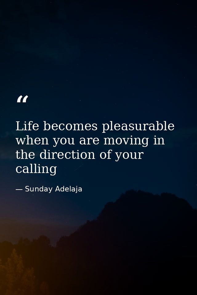 Life becomes pleasurable when you are moving in the direction of your calling — Sunday Adelaja