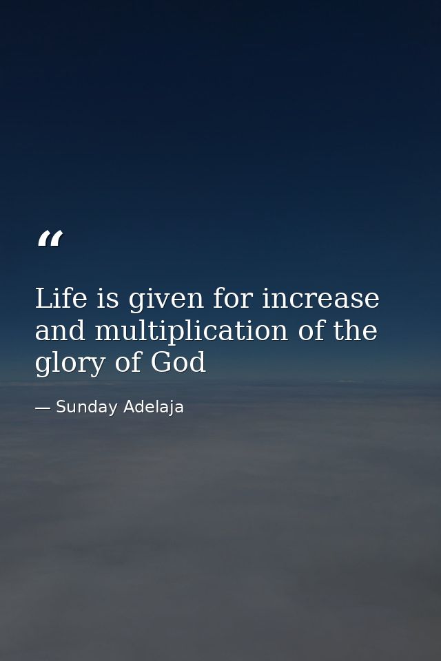 Life is given for increase and multiplication of the glory of God — Sunday Adelaja
