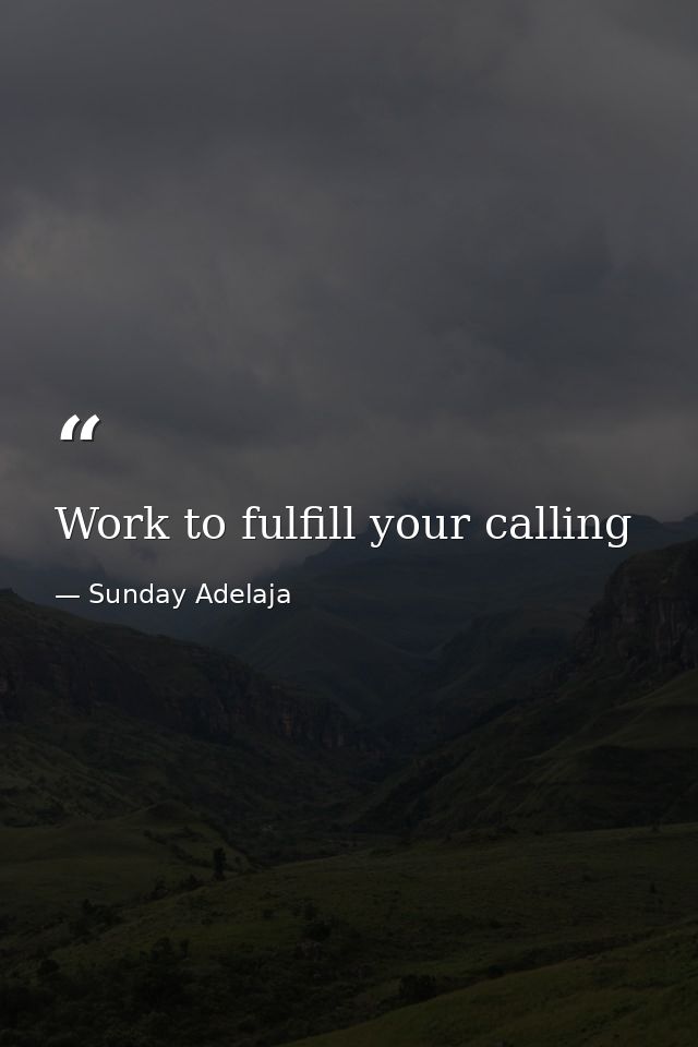 Work to fulfill your calling — Sunday Adelaja