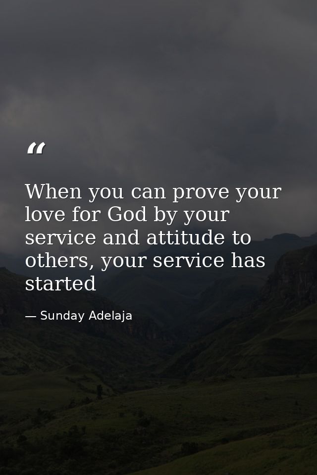 When you can prove your love for God by your service and attitude to others, your service has started — Sunday Adelaja