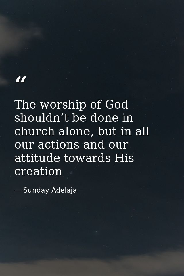 The worship of God shouldn’t be done in church alone, but in all our actions and our attitude towards His creation — Sunday Adelaja