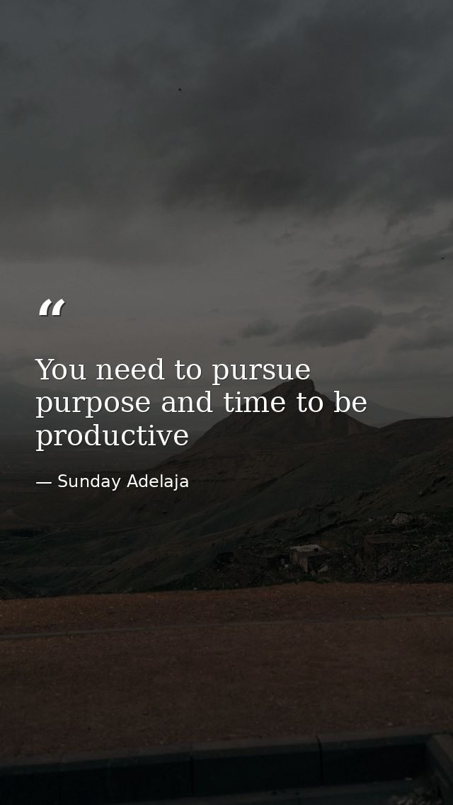 You need to pursue purpose and time to be productive — Sunday Adelaja