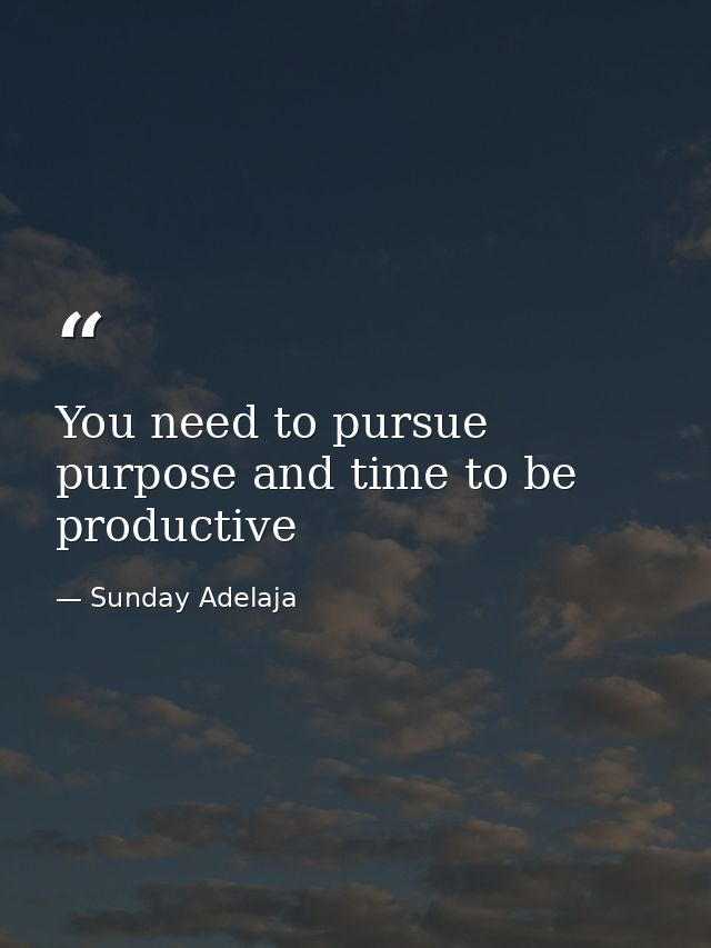 You need to pursue purpose and time to be productive — Sunday Adelaja