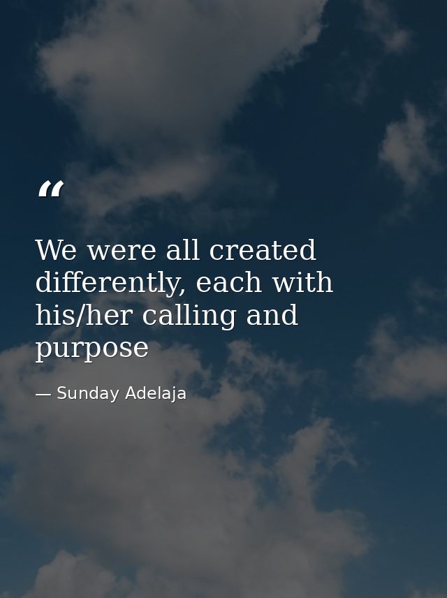 We were all created differently, each with his/her calling and purpose — Sunday Adelaja