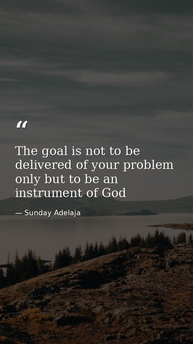 The goal is not to be delivered of your problem only but to be an instrument of God — Sunday Adelaja