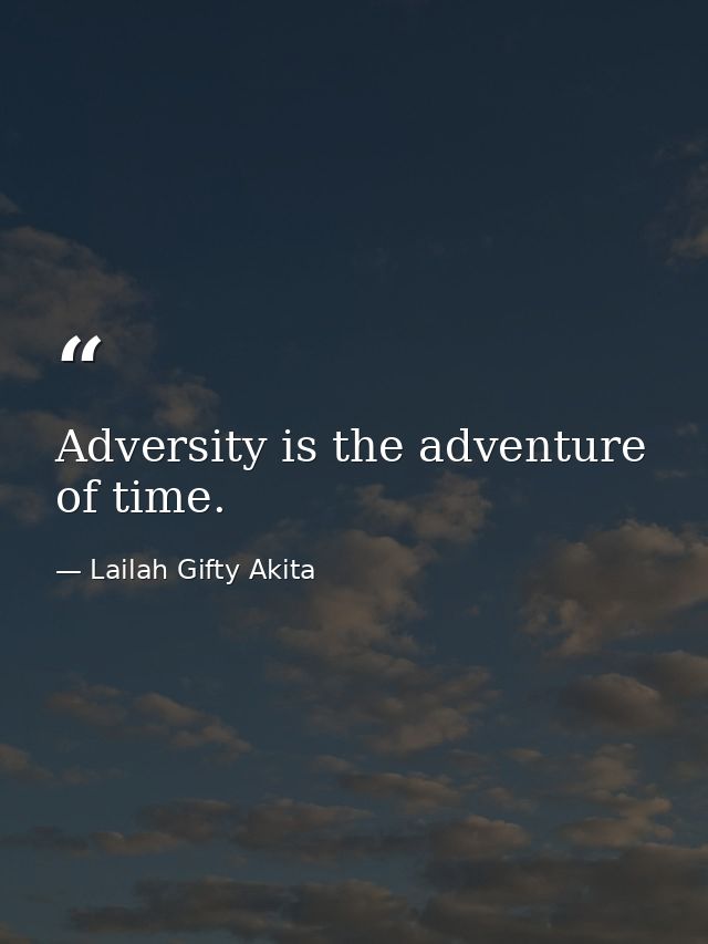 Adversity is the adventure of time. — Lailah Gifty Akita