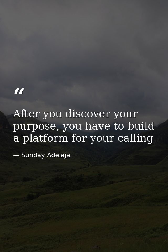 After you discover your purpose, you have to build a platform for your calling — Sunday Adelaja