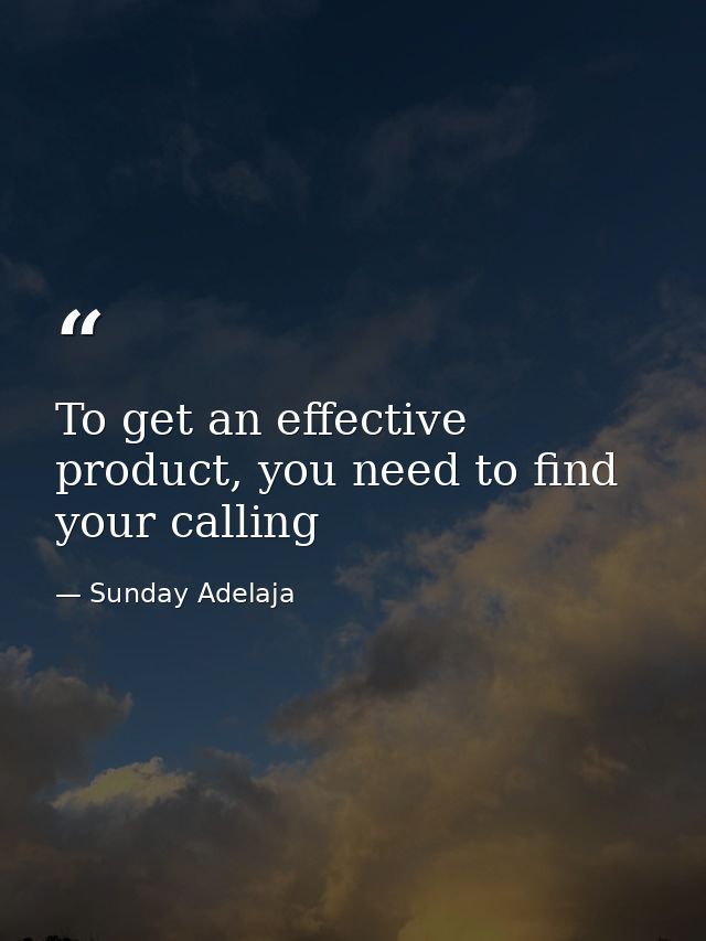 To get an effective product, you need to find your calling — Sunday Adelaja
