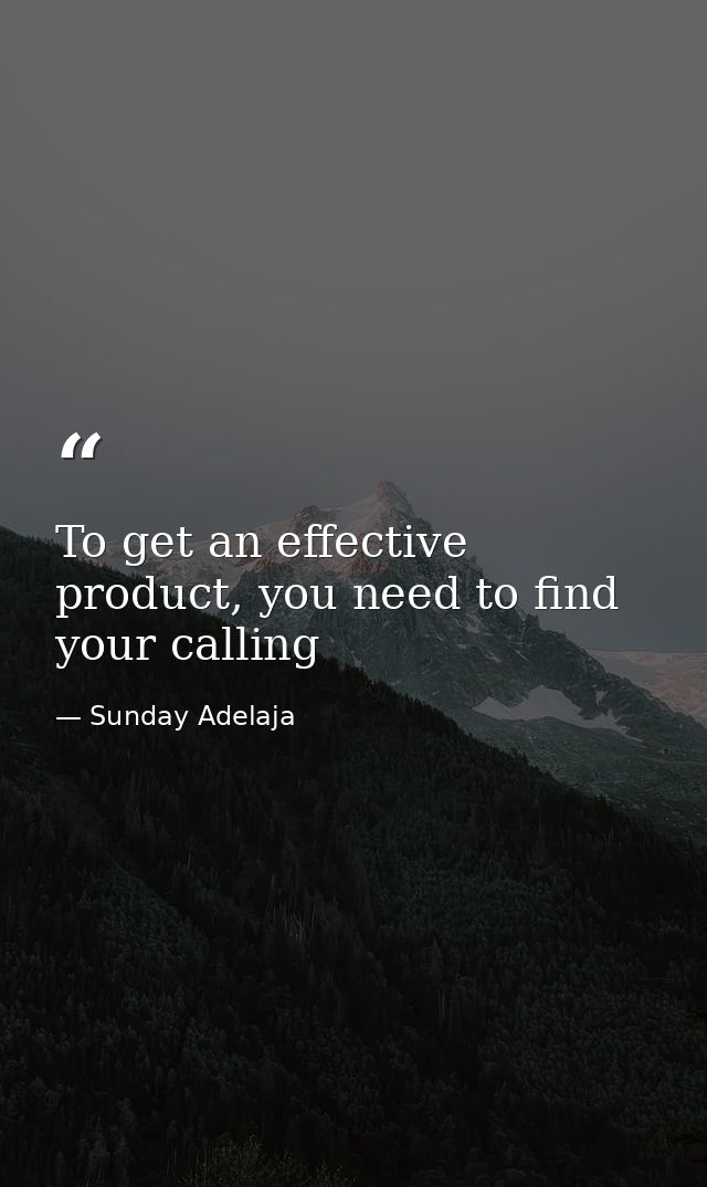 To get an effective product, you need to find your calling — Sunday Adelaja