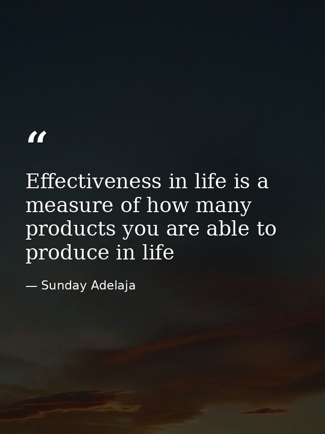 Effectiveness in life is a measure of how many products you are able to produce in life — Sunday Adelaja