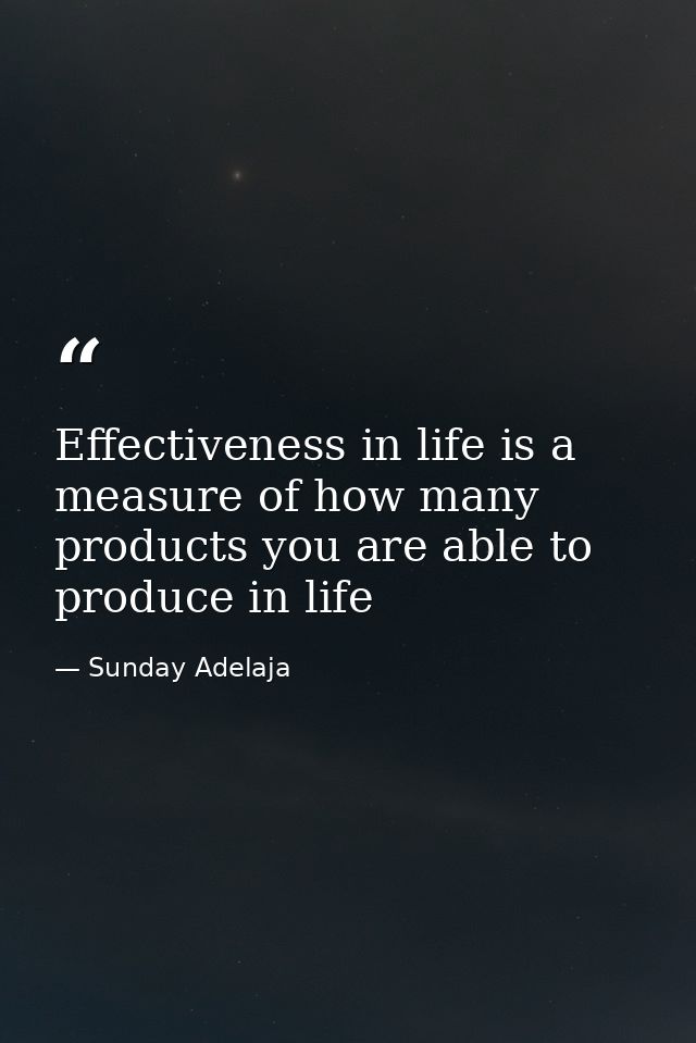 Effectiveness in life is a measure of how many products you are able to produce in life — Sunday Adelaja