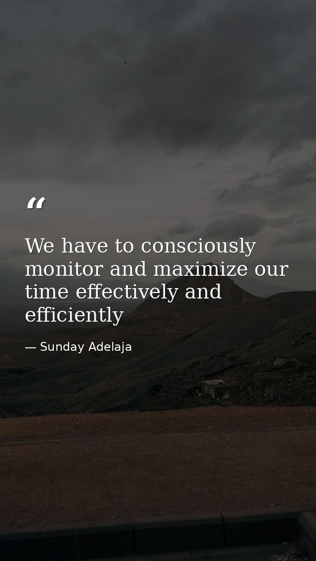 We have to consciously monitor and maximize our time effectively and efficiently — Sunday Adelaja