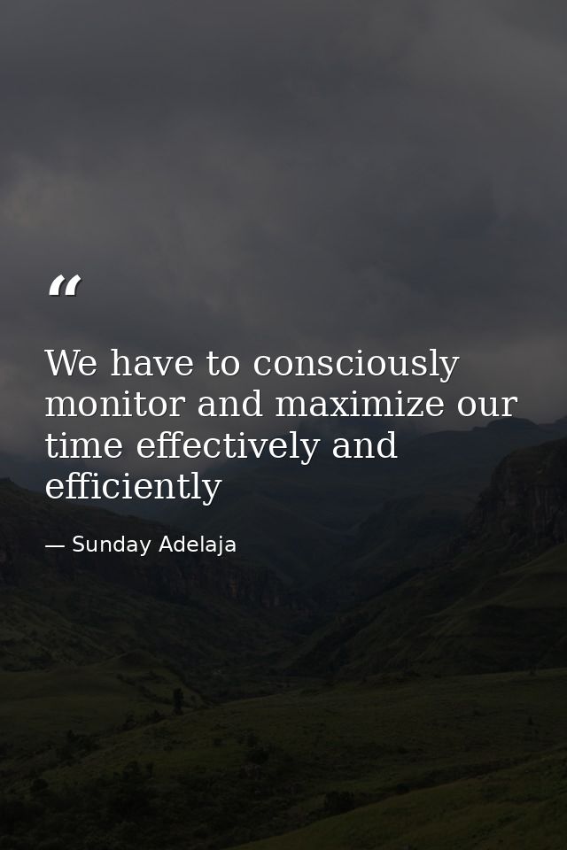 We have to consciously monitor and maximize our time effectively and efficiently — Sunday Adelaja