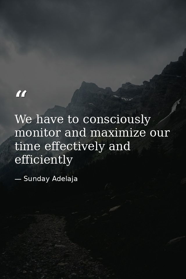 We have to consciously monitor and maximize our time effectively and efficiently — Sunday Adelaja